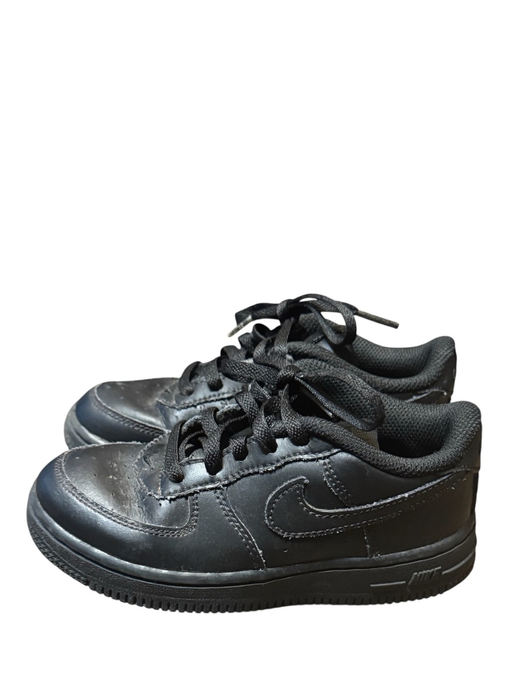 Nike Air Force One Kids Sneakers Black Low-Top Leather Sneakers Size 10C